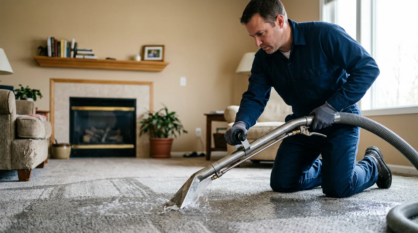 Water damage restoration technician working near Beecher Falls, VT